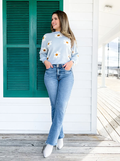 Vintage Double Button Frayed Hem Bootcut Jeans (Buy 2 Free Shipping)