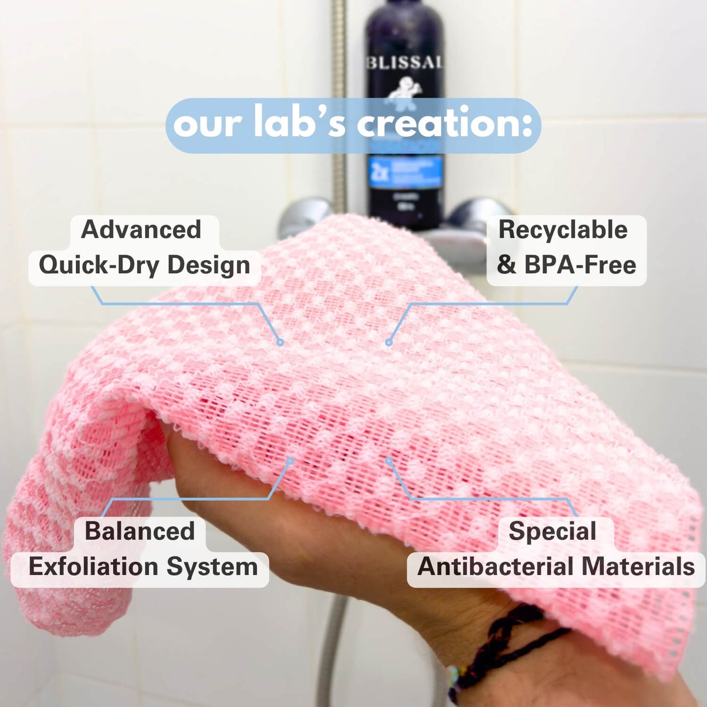 Blissal Exfoliating Antibacterial Shower Towel