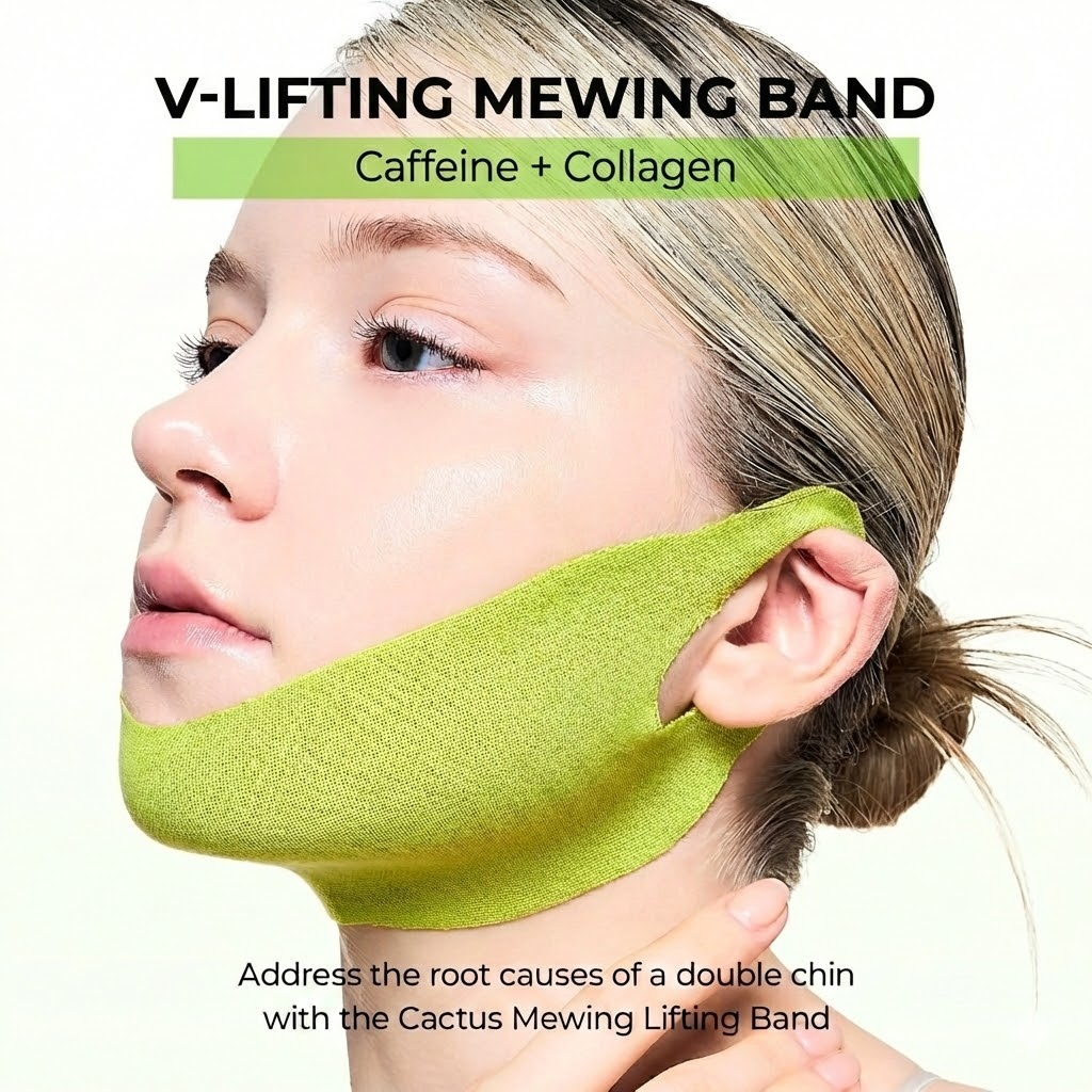 Cactus Cooling V-Lifting Facial Band Puffing Jawline Support & Visible Pore Refinement🌿