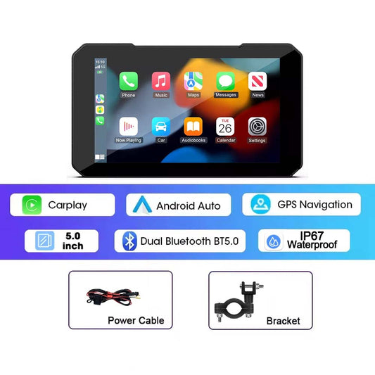 Motorcycle Wireless Touch Screen 5-inch - CarPlay & Android Auto