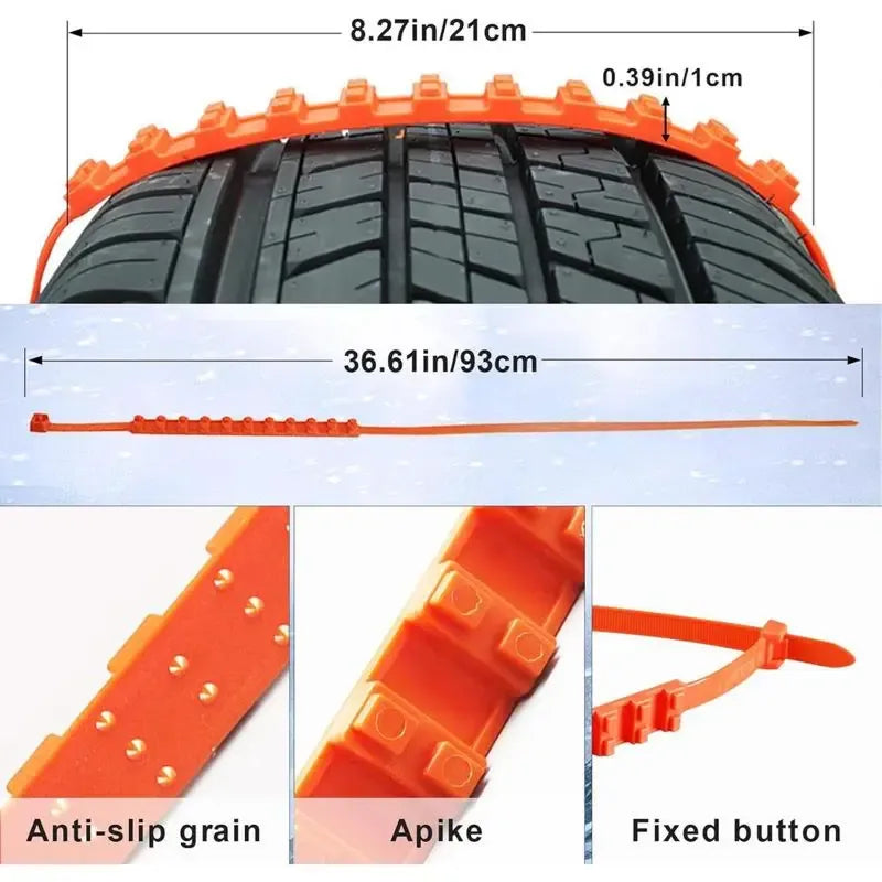 Anti-Skid Snow Chains for Any Vehicle (Reusable)