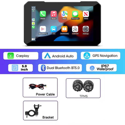 Motorcycle Wireless Touch Screen 5-inch - CarPlay & Android Auto