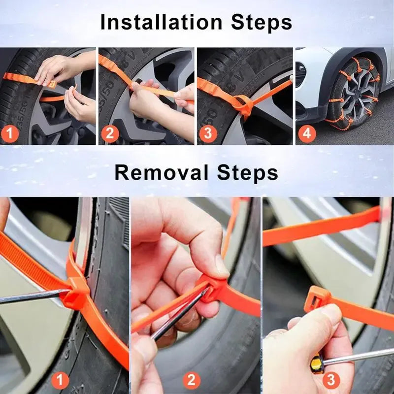 Anti-Skid Snow Chains for Any Vehicle (Reusable)