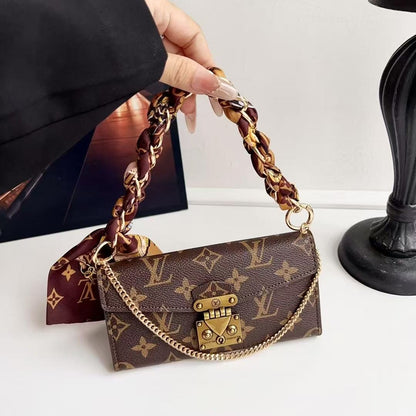 Letter Holster Scarf Chain Wallet Case For iPhone & Samsung S23 Utra / S24 Ultra / S25 Ultra