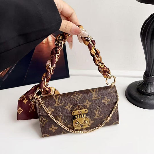 Letter Holster Scarf Chain Wallet Case For iPhone & Samsung S23 Utra / S24 Ultra / S25 Ultra