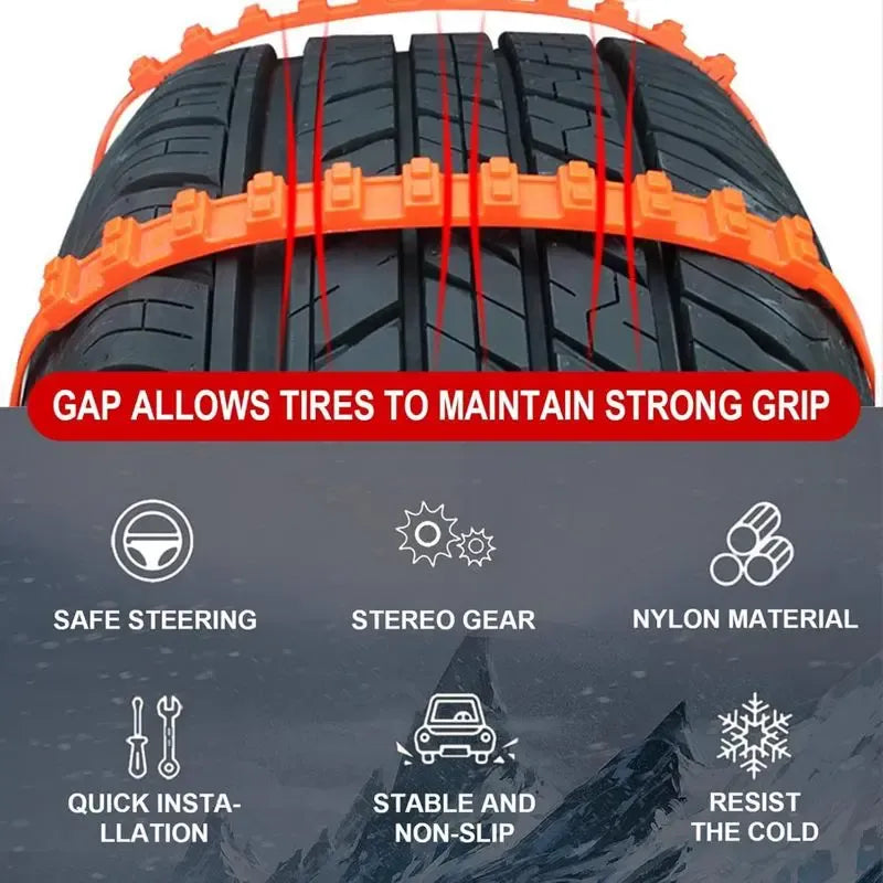 Anti-Skid Snow Chains for Any Vehicle (Reusable)
