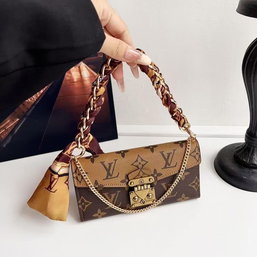 Letter Holster Scarf Chain Wallet Case For iPhone & Samsung S23 Utra / S24 Ultra / S25 Ultra