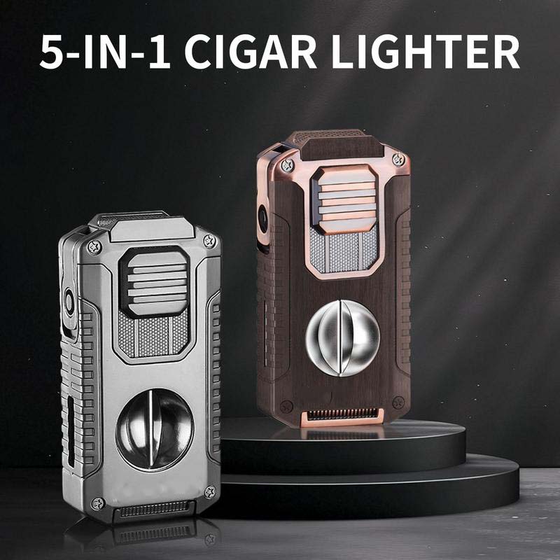 5-in-1 Refillable Cigar Torch Lighter with Cutter✨Buy 2, Free Shipping 🚚
