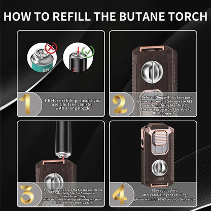 5-in-1 Refillable Cigar Torch Lighter with Cutter✨Buy 2, Free Shipping 🚚