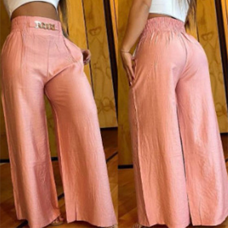 Women's High-Waist Wide-Leg Trousers with Belt Accent